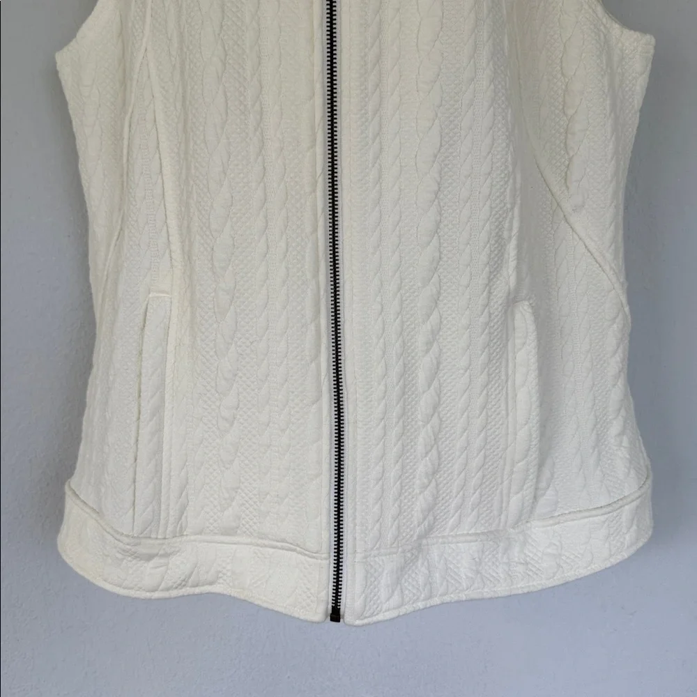 Westbound white textured cable knit cotton stretch full zip vest size small